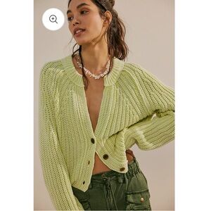 Free People Sweet Nothing Cardi in Lime Glow
